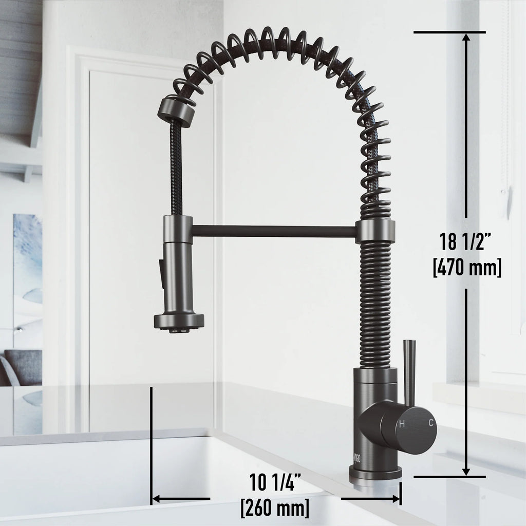 VIGO- Edison 19 in. Pull-Down Spring Kitchen Faucet In Graphite Black Model# VG02001GB