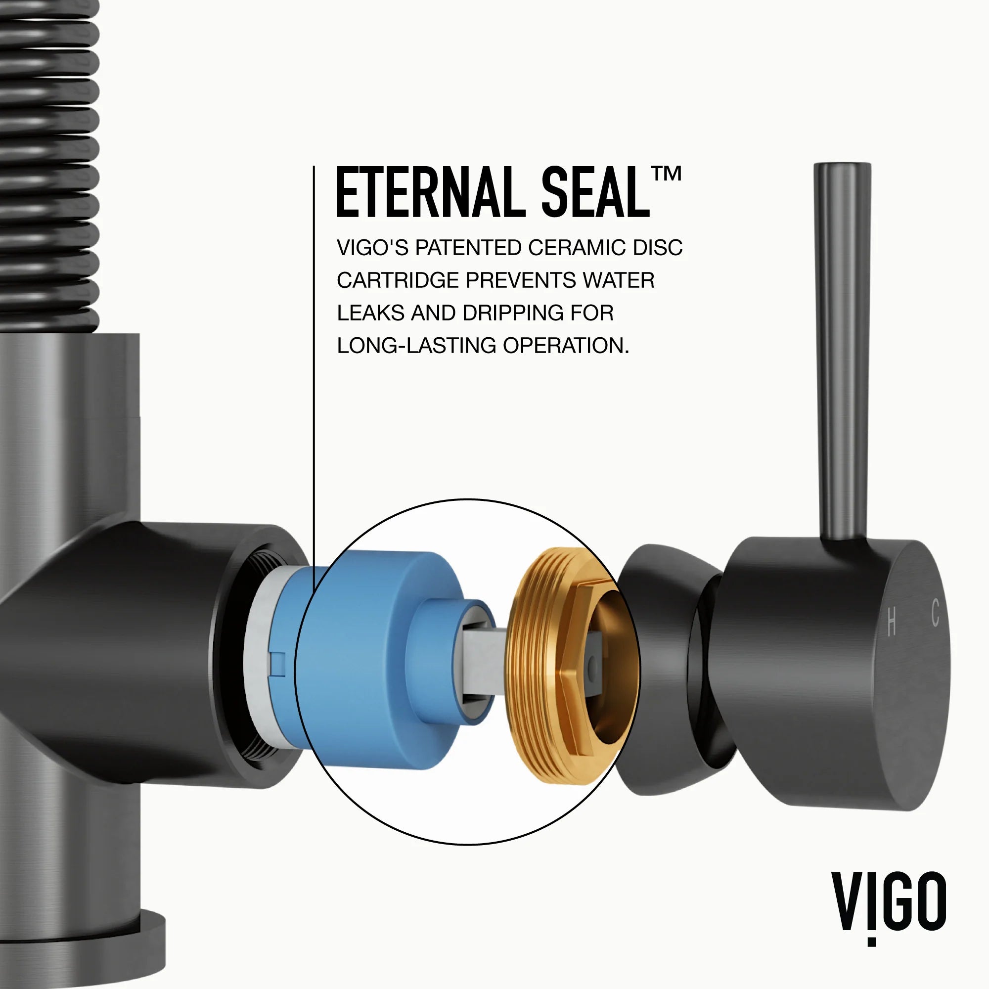 VIGO- Edison 19 in. Pull-Down Spring Kitchen Faucet In Graphite Black Model# VG02001GB