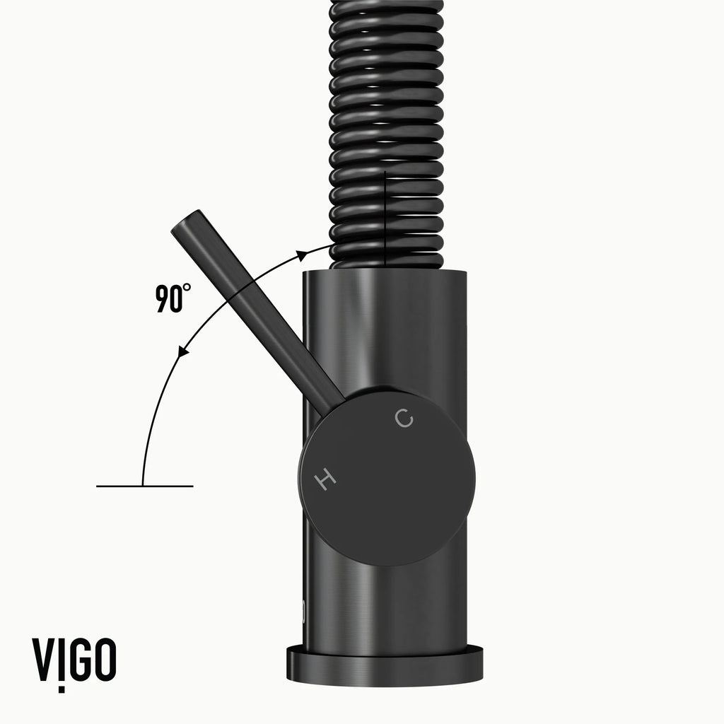 VIGO- Edison 19 in. Pull-Down Spring Kitchen Faucet In Graphite Black Model# VG02001GB