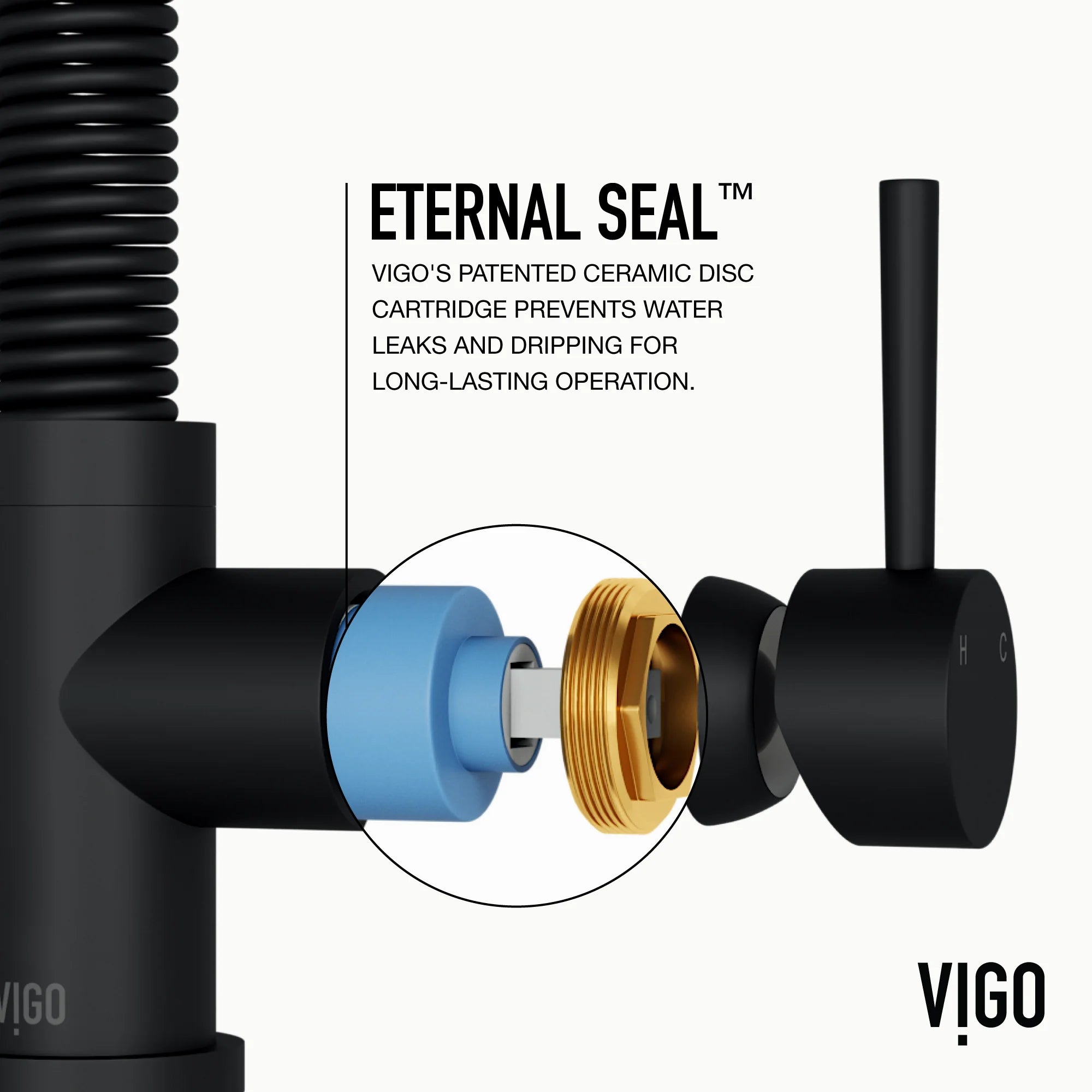 VIGO- Edison 19 in. Pull-Down Spring Kitchen Faucet In Matte Black Model# VG02001MB