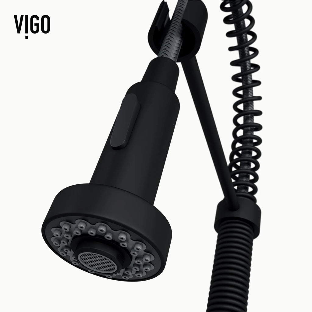 VIGO- Edison 19 in. Pull-Down Spring Kitchen Faucet In Matte Black Model# VG02001MB