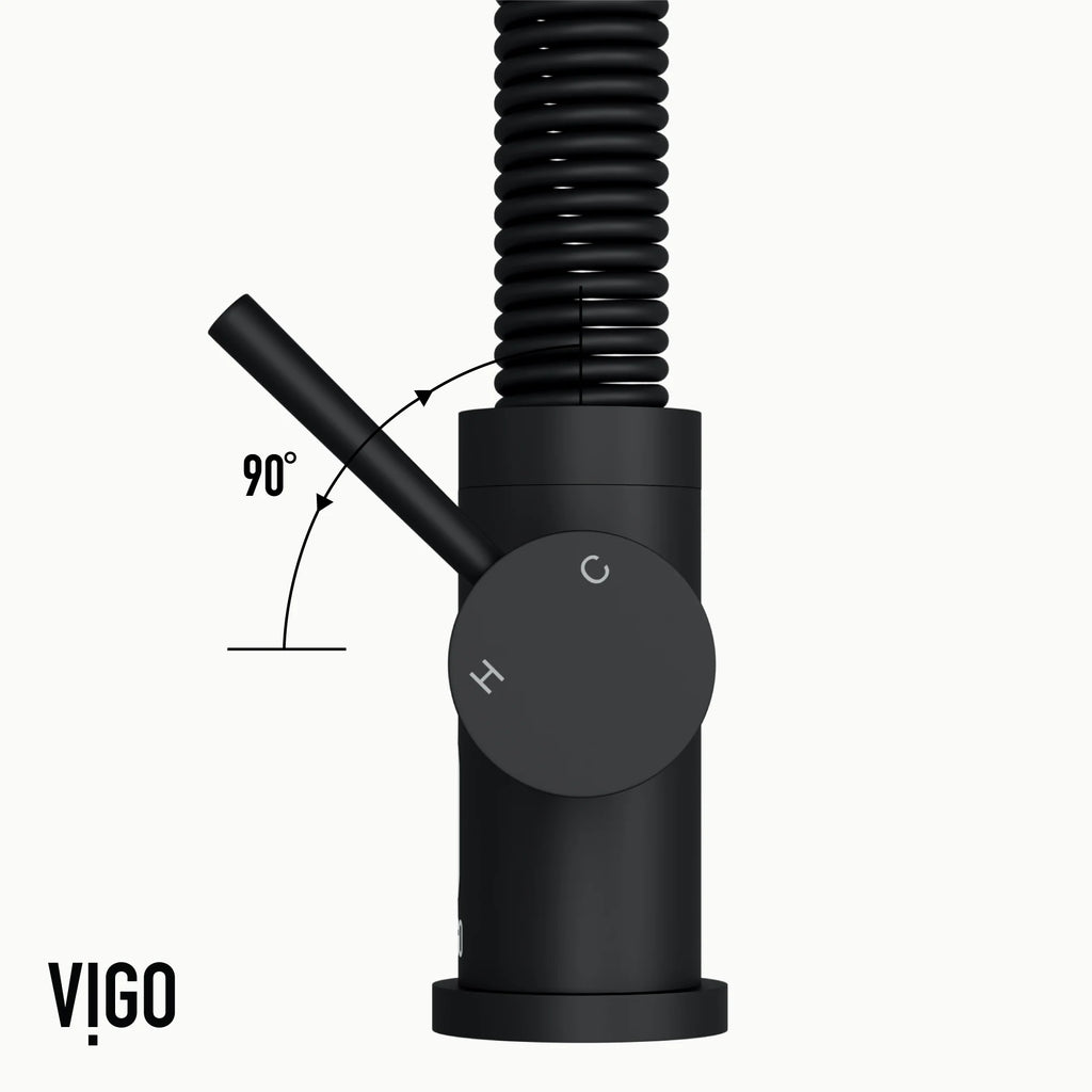 VIGO- Edison 19 in. Pull-Down Spring Kitchen Faucet In Matte Black Model# VG02001MB