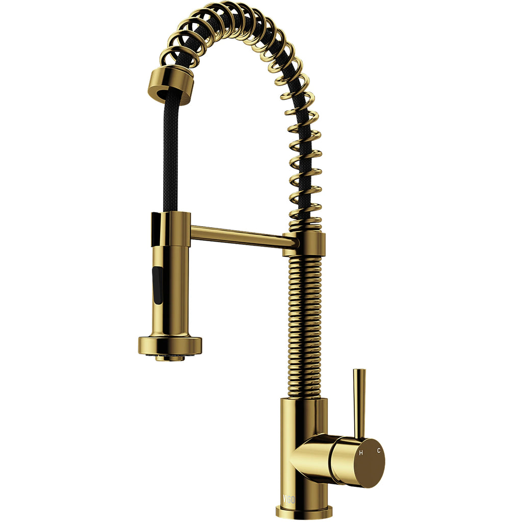 VIGO- Edison 19 in. Pull-Down Spring Kitchen Faucet In&nbsp;Matte Gold&nbsp;Model# VG02001MG