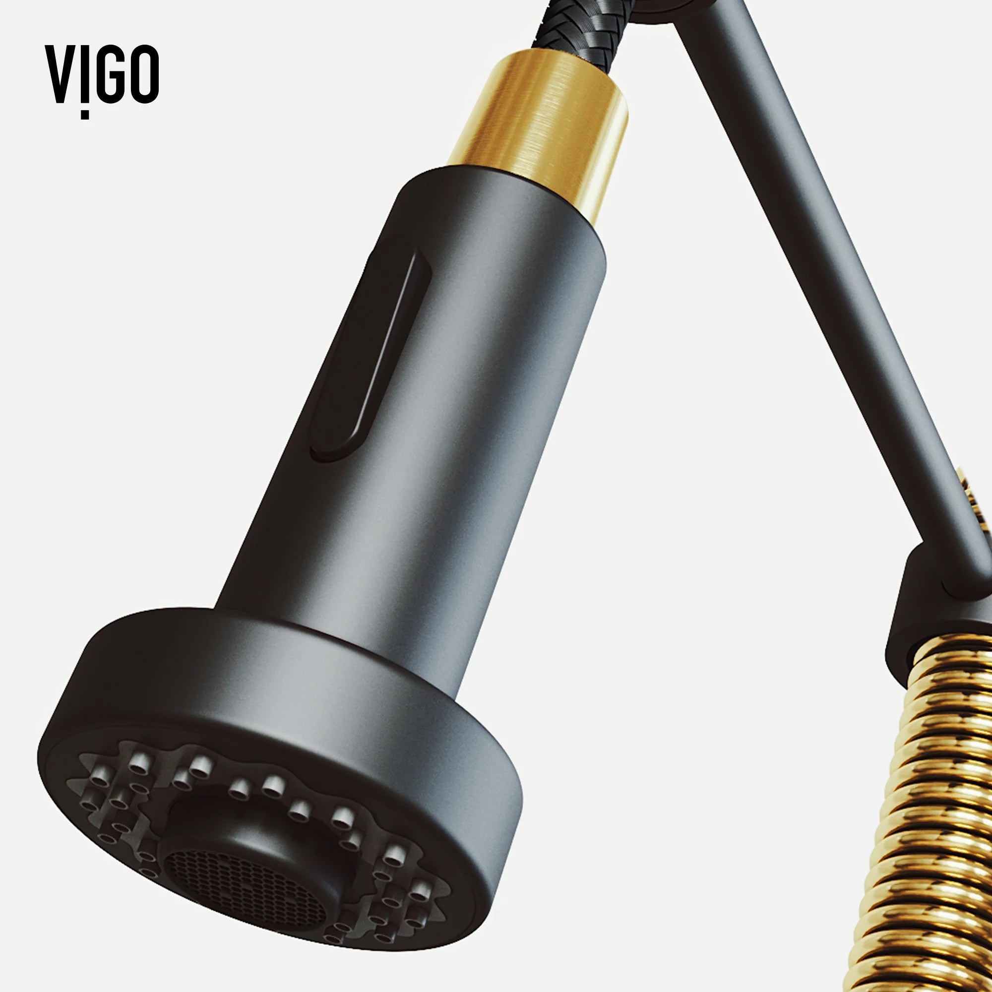 VIGO- Edison 19 in. Pull-Down Spring Kitchen Faucet In Matte Brushed Gold/Matte Black Model# VG02001MGMB