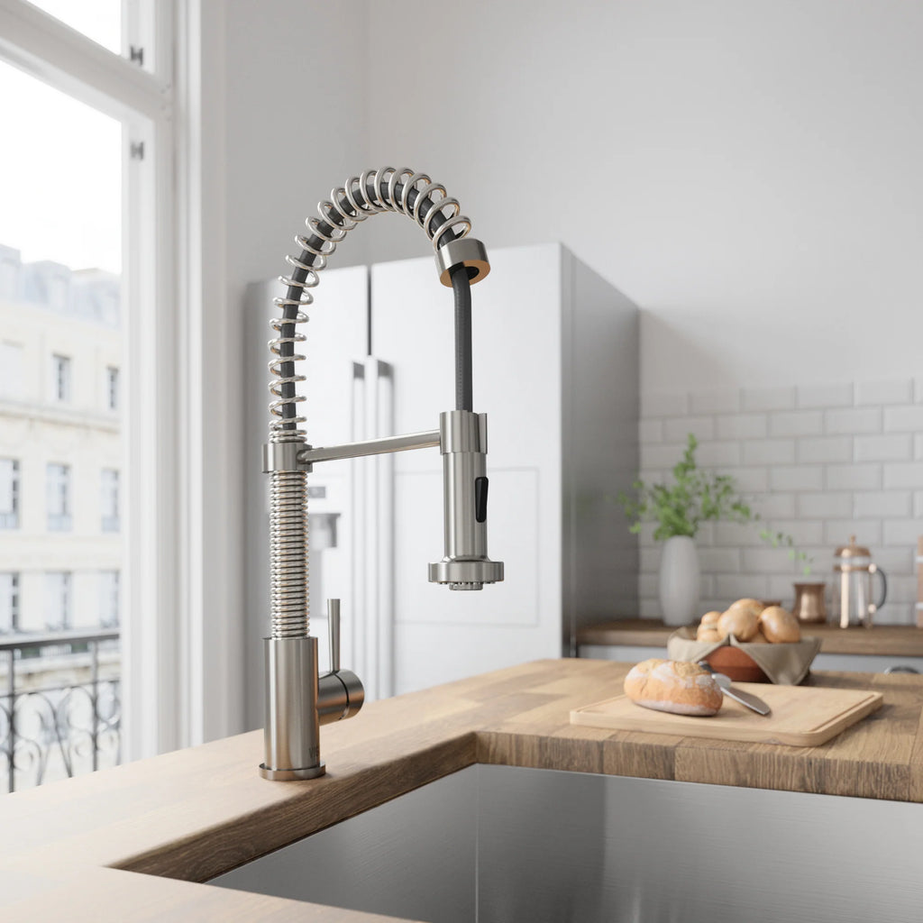 VIGO- Edison 19 in. Pull-Down Spring Kitchen Faucet In Stainless Steel Model# VG02001ST