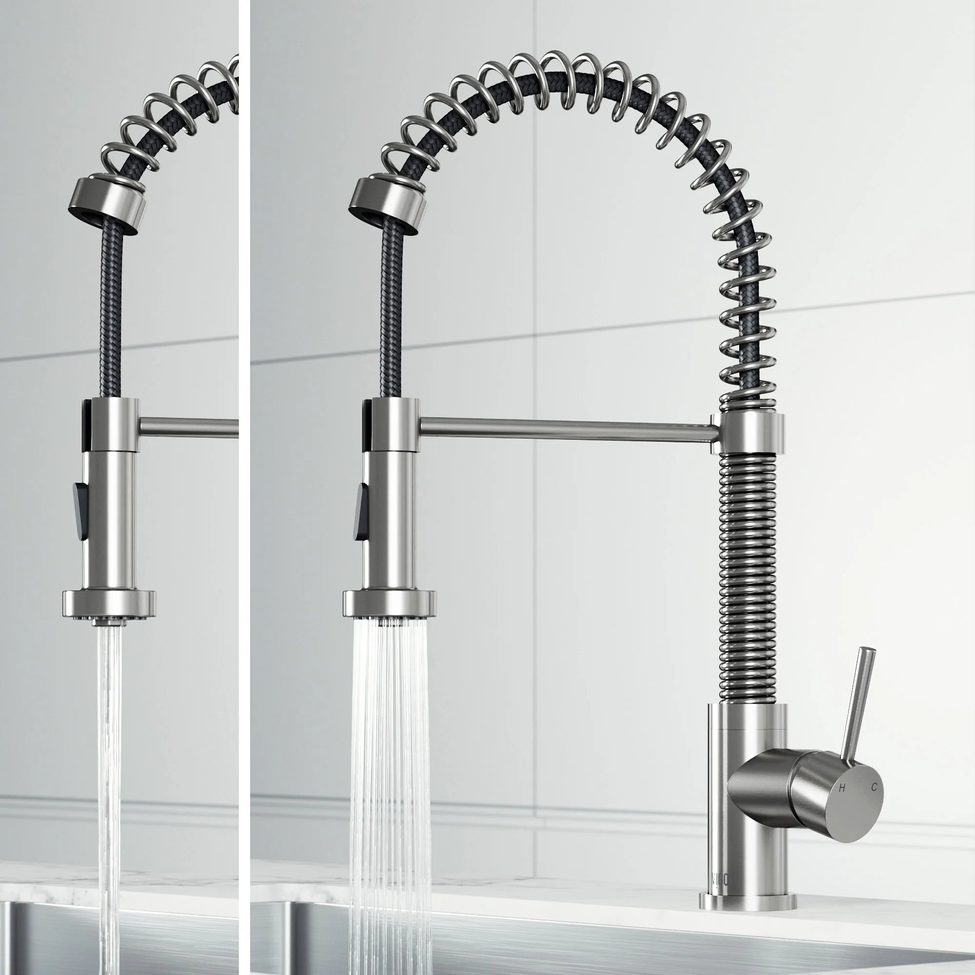 VIGO- Edison 19 in. Pull-Down Spring Kitchen Faucet In Stainless Steel Model# VG02001ST