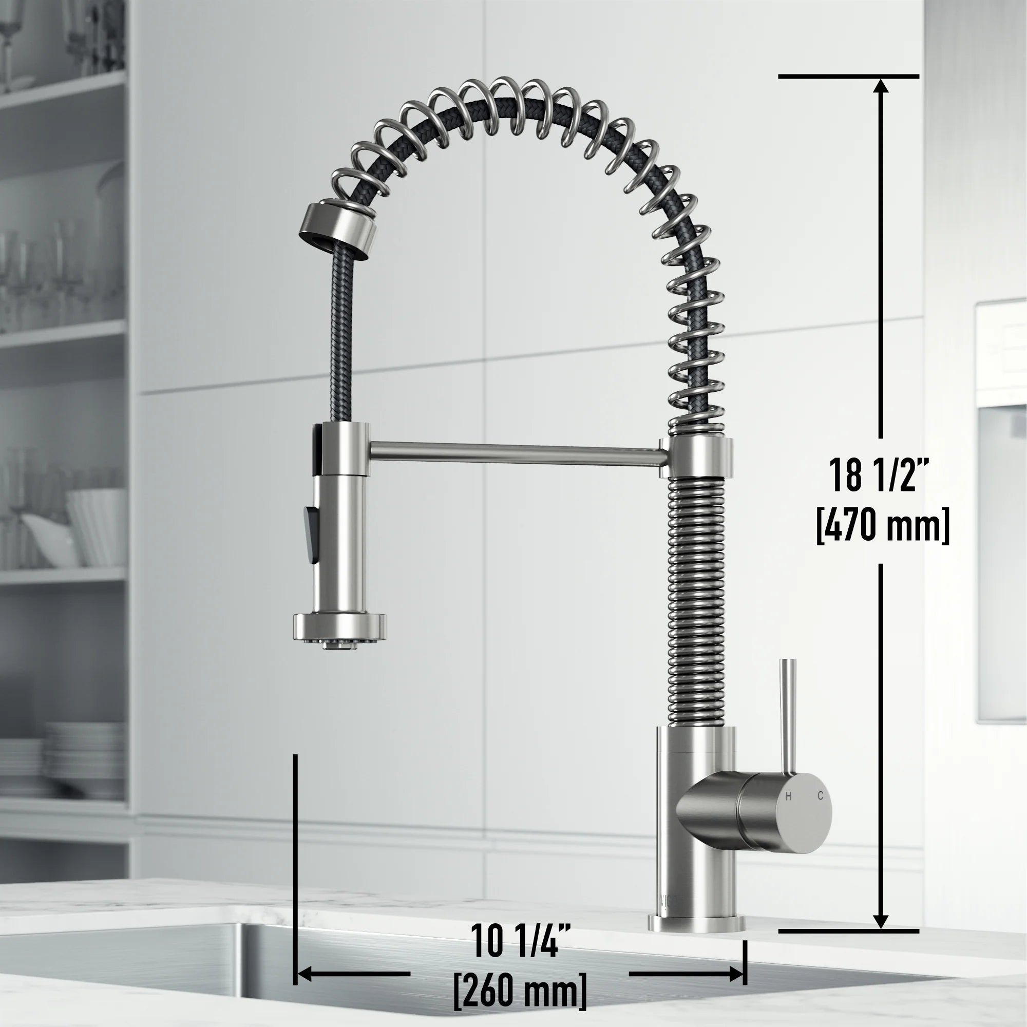 VIGO- Edison 19 in. Pull-Down Spring Kitchen Faucet In Stainless Steel Model# VG02001ST