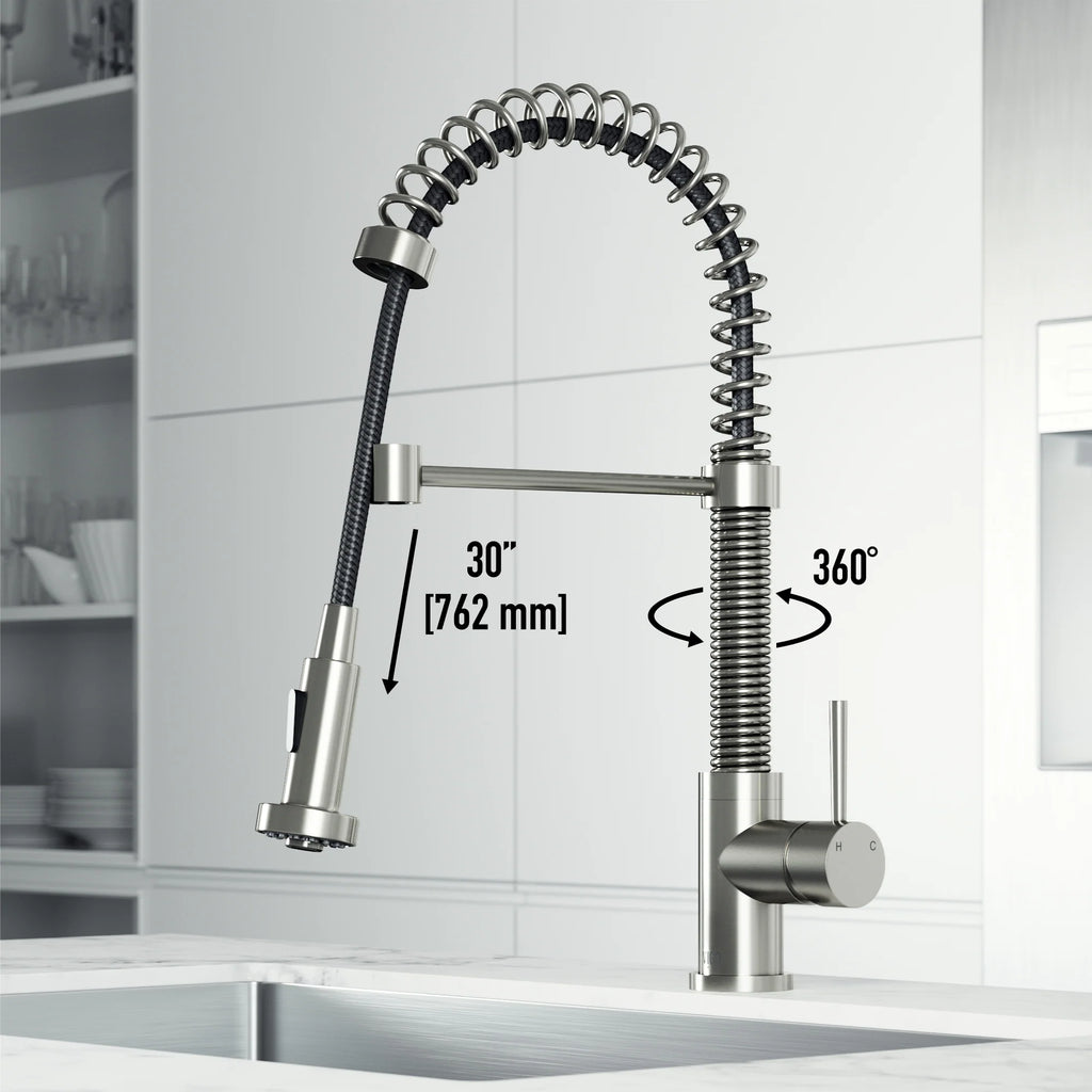 VIGO- Edison 19 in. Pull-Down Spring Kitchen Faucet In Stainless Steel Model# VG02001ST