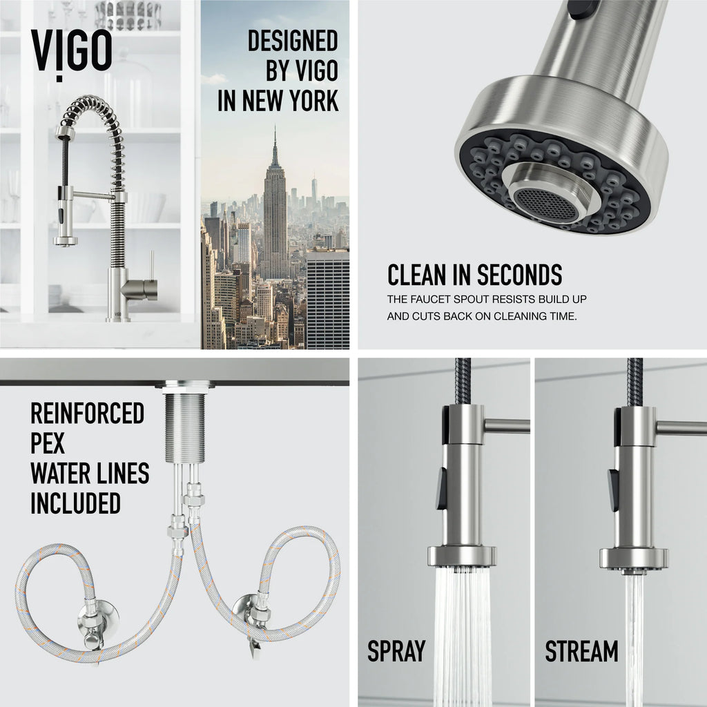 VIGO- Edison 19 in. Pull-Down Spring Kitchen Faucet In Stainless Steel Model# VG02001ST