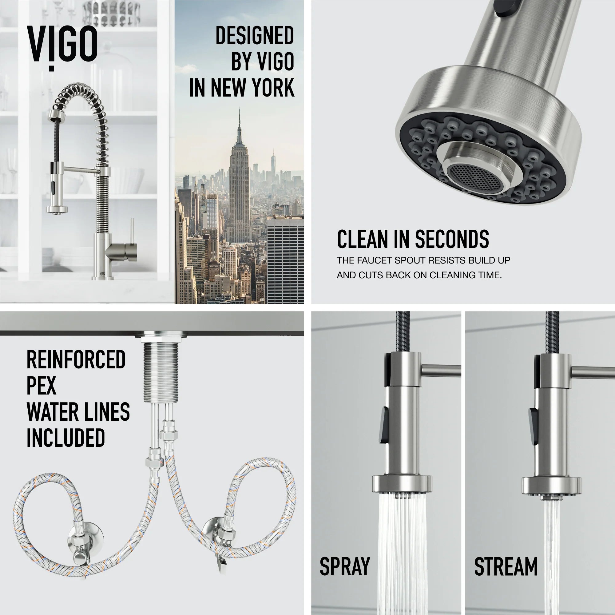 VIGO- Edison 19 in. Pull-Down Spring Kitchen Faucet In Stainless Steel Model# VG02001ST