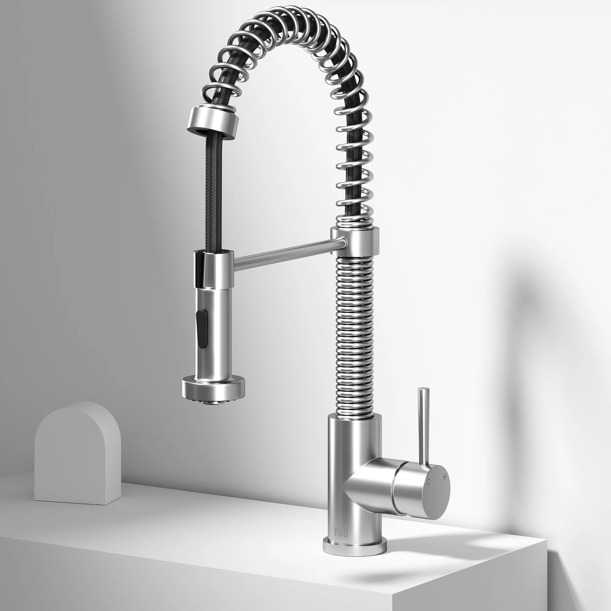 VIGO- Edison 19 in. Pull-Down Spring Kitchen Faucet In Stainless Steel Model# VG02001ST