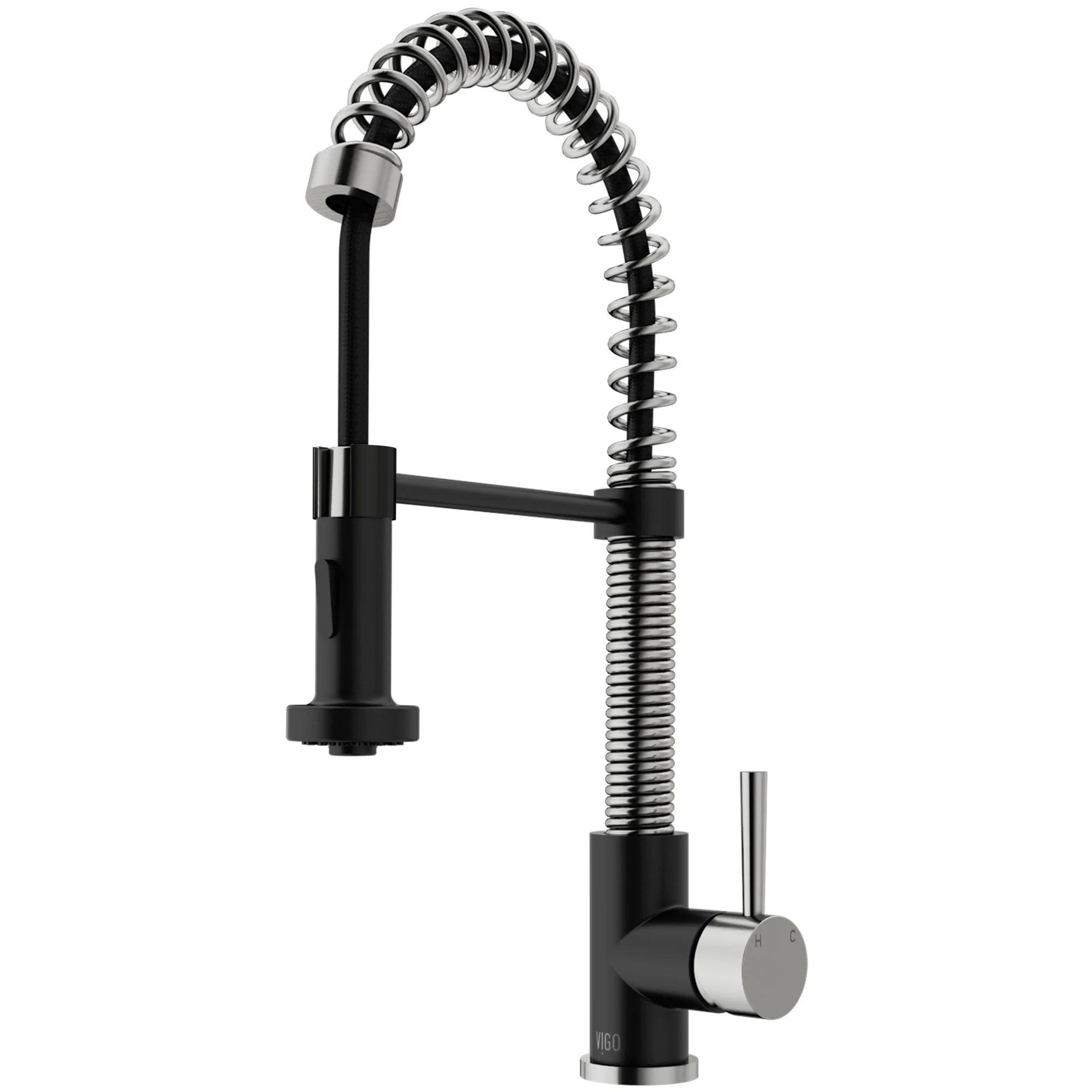 VIGO- Edison 19 in. Pull-Down Spring Kitchen Faucet In Stainless Steel/Matte Black Model# VG02001STMB