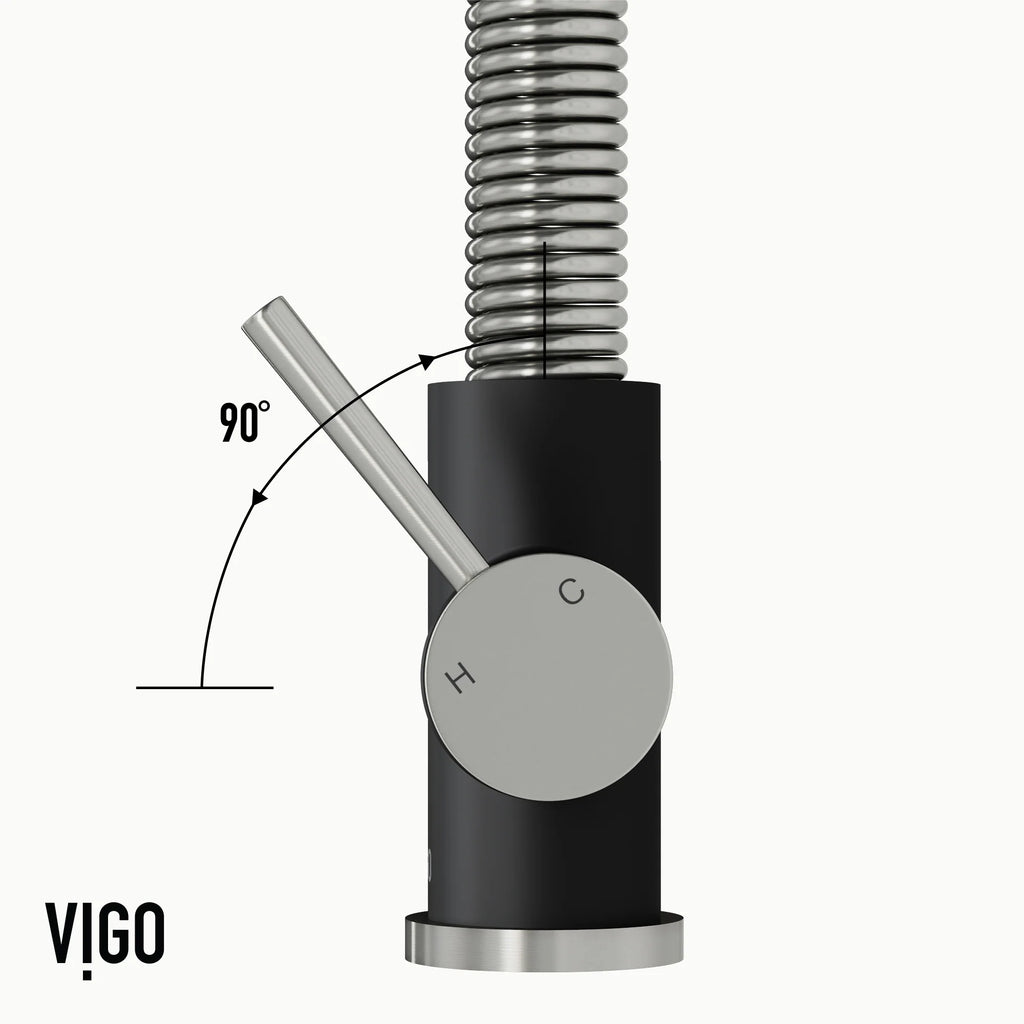 VIGO- Edison 19 in. Pull-Down Spring Kitchen Faucet In Stainless Steel/Matte Black Model# VG02001STMB