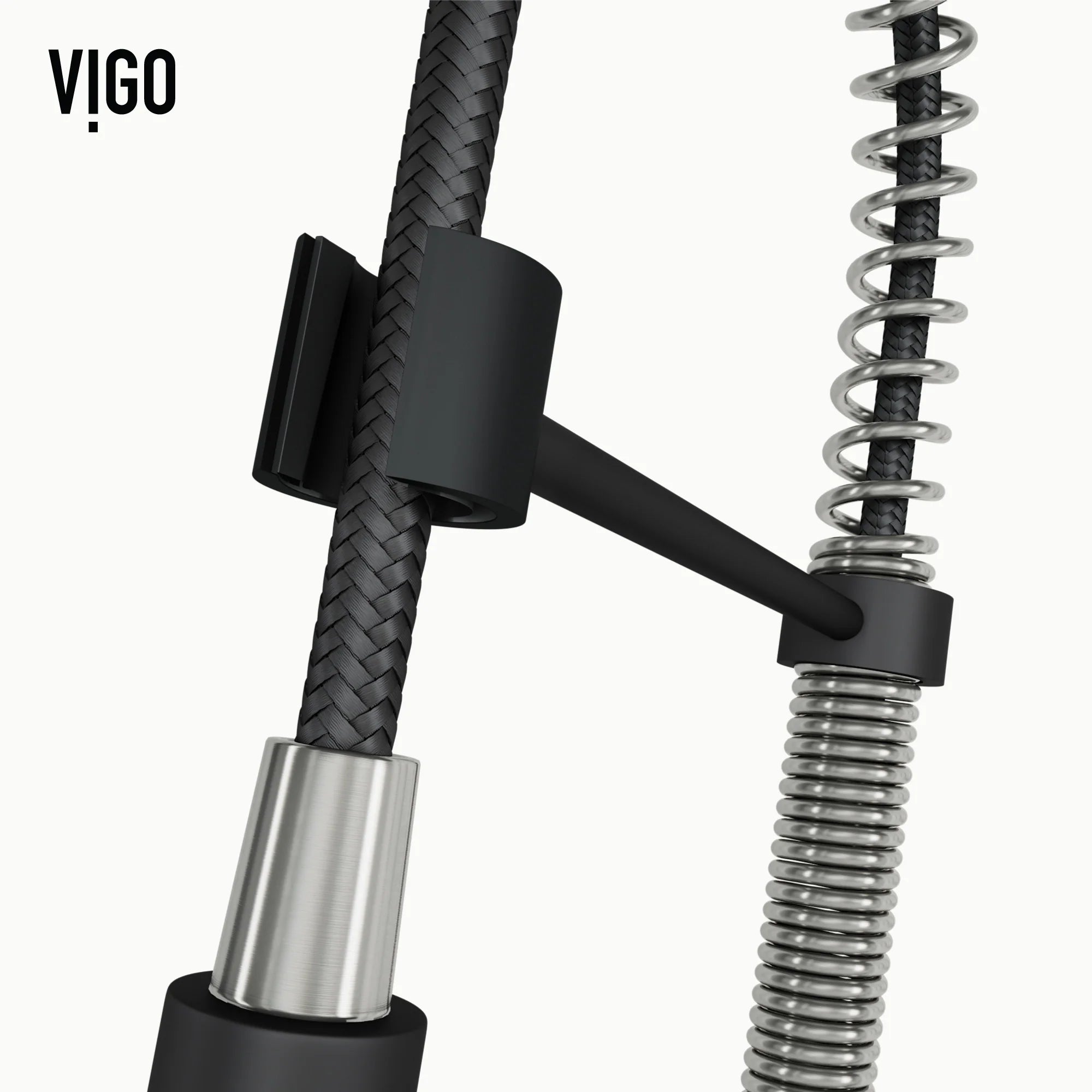 VIGO- Edison 19 in. Pull-Down Spring Kitchen Faucet In Stainless Steel/Matte Black Model# VG02001STMB