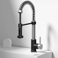 VIGO- Edison 19 in. Pull-Down Spring Kitchen Faucet In Stainless Steel/Matte Black Model# VG02001STMB