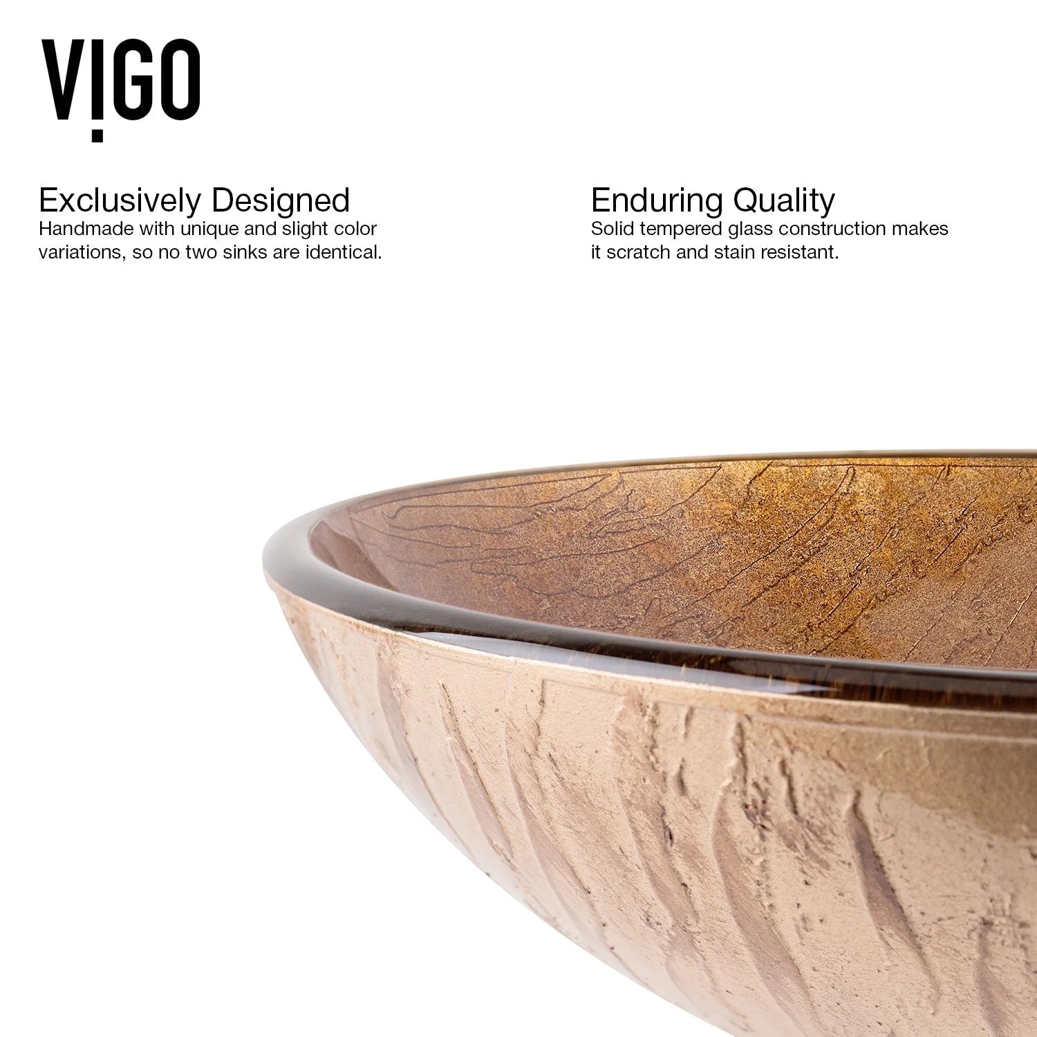 VIGO- Giovanni 17" Round Tempered Glass Vessel Sink In Amber Sunset Color Model# VG070427
