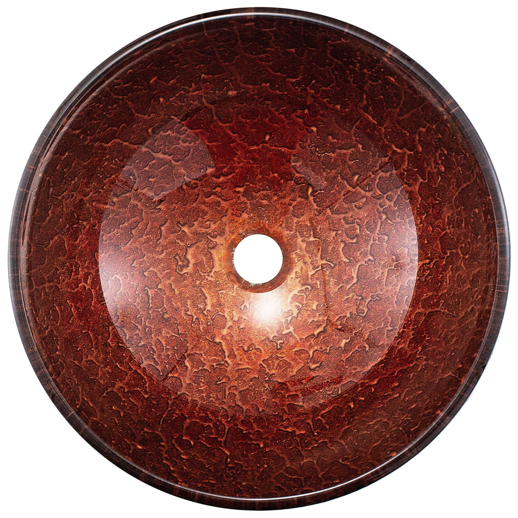 VIGO- Giovanni 17" Round Tempered Glass Vessel Sink In Mahogany Moon Color Model# VG07028