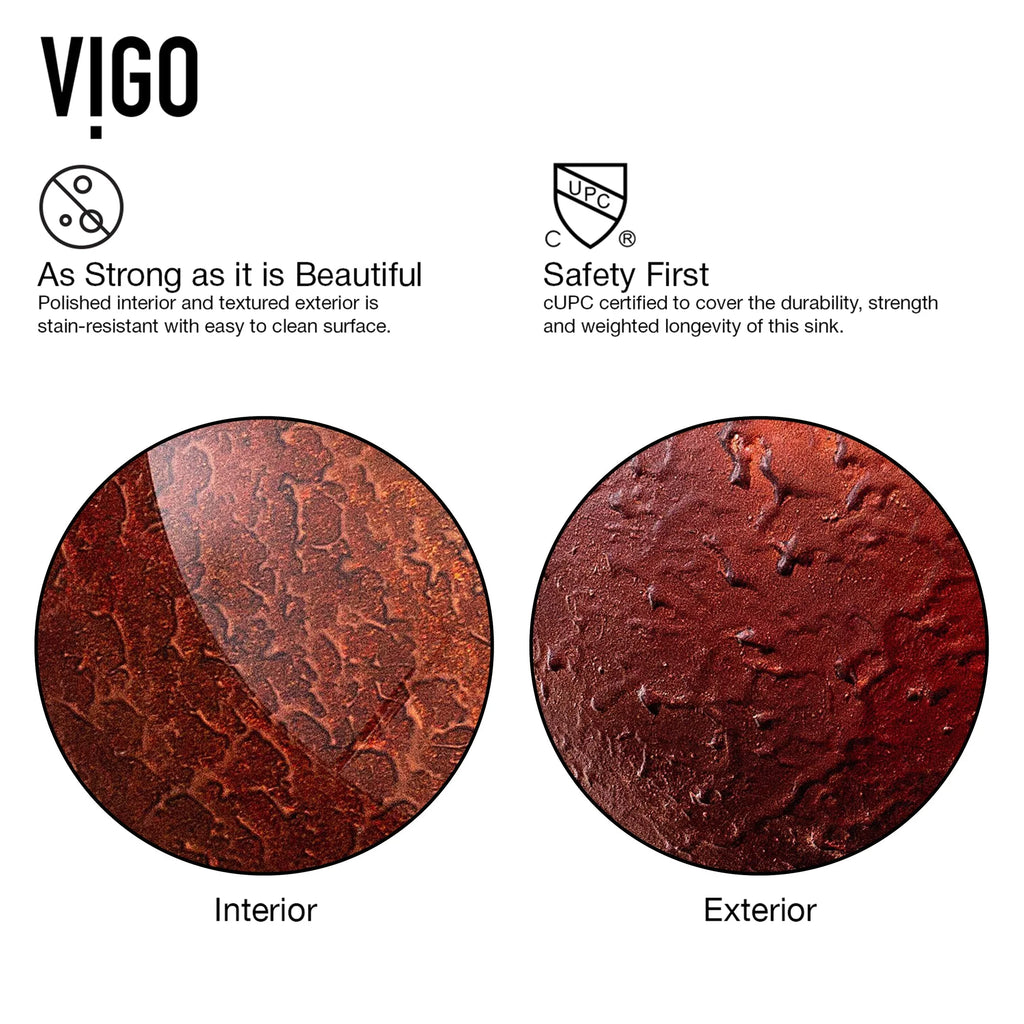 VIGO- Giovanni 17" Round Tempered Glass Vessel Sink In Mahogany Moon Color Model# VG07028