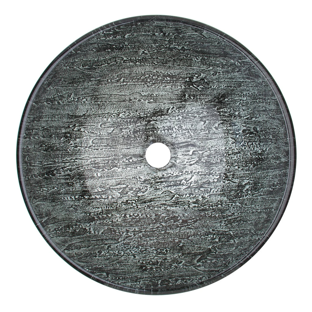 VIGO- Giovanni 17" Round Tempered Glass Vessel Sink In Titanium Color Model# VG07050
