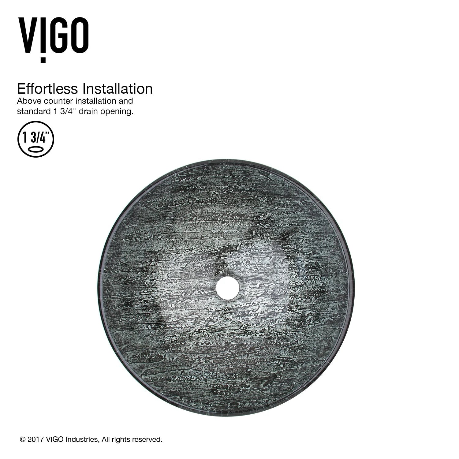 VIGO- Giovanni 17" Round Tempered Glass Vessel Sink In Titanium Color Model# VG07050