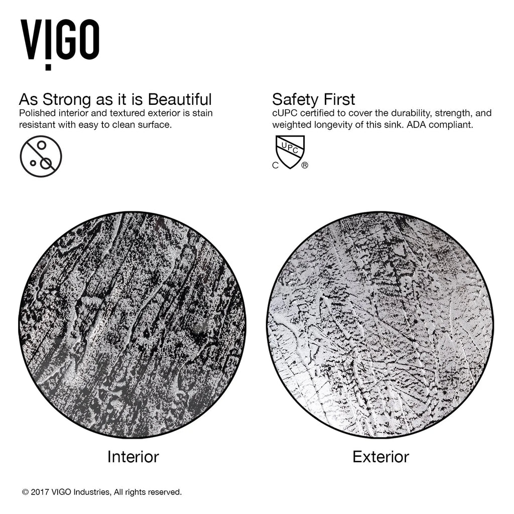 VIGO- Giovanni 17" Round Tempered Glass Vessel Sink In Titanium Color Model# VG07050