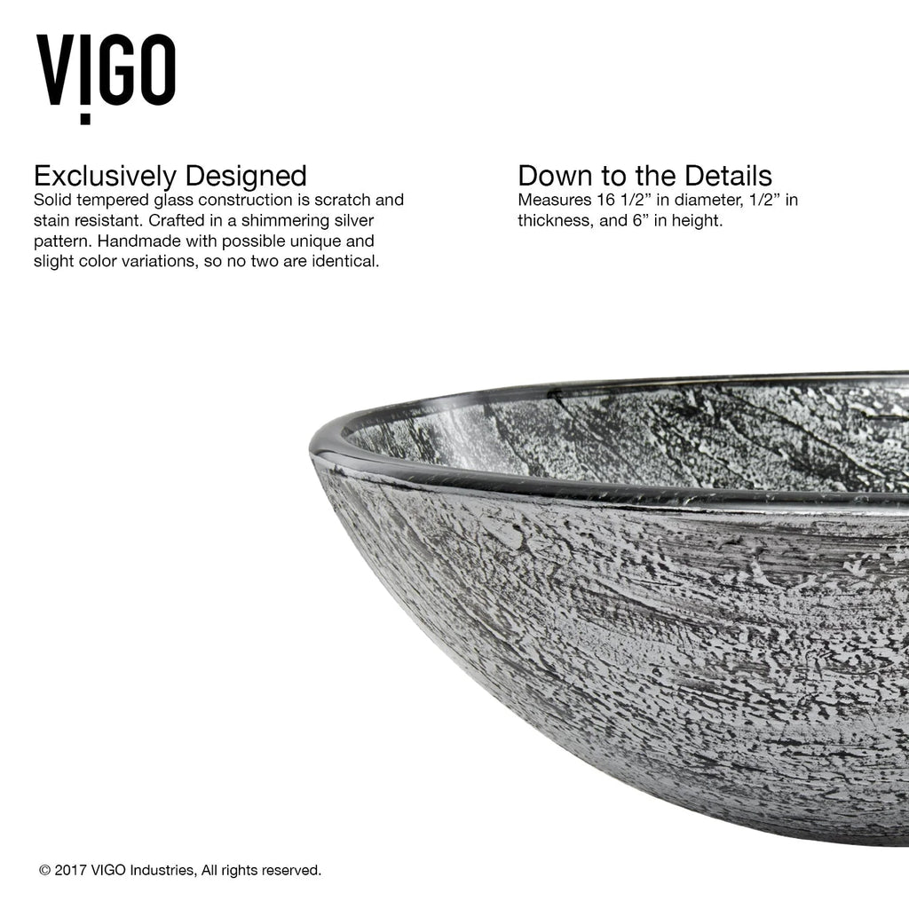 VIGO- Giovanni 17" Round Tempered Glass Vessel Sink In Titanium Color Model# VG07050