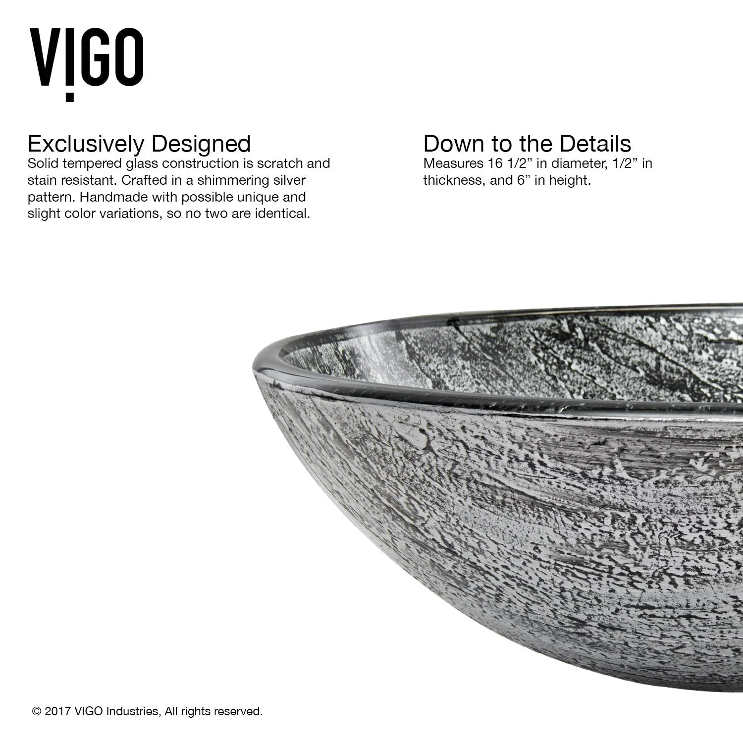 VIGO- Giovanni 17" Round Tempered Glass Vessel Sink In Titanium Color Model# VG07050