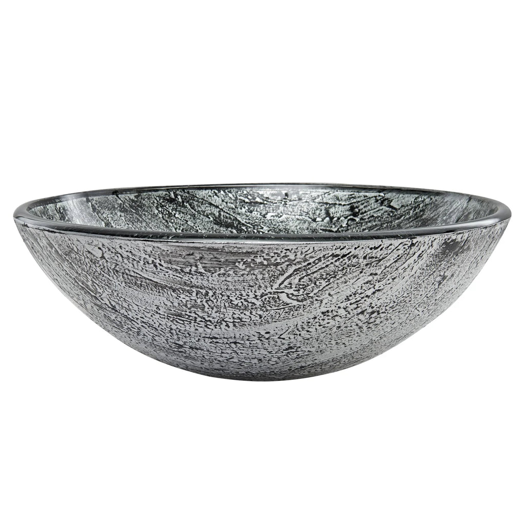 VIGO- Giovanni 17" Round Tempered Glass Vessel Sink In Titanium Color Model# VG07050