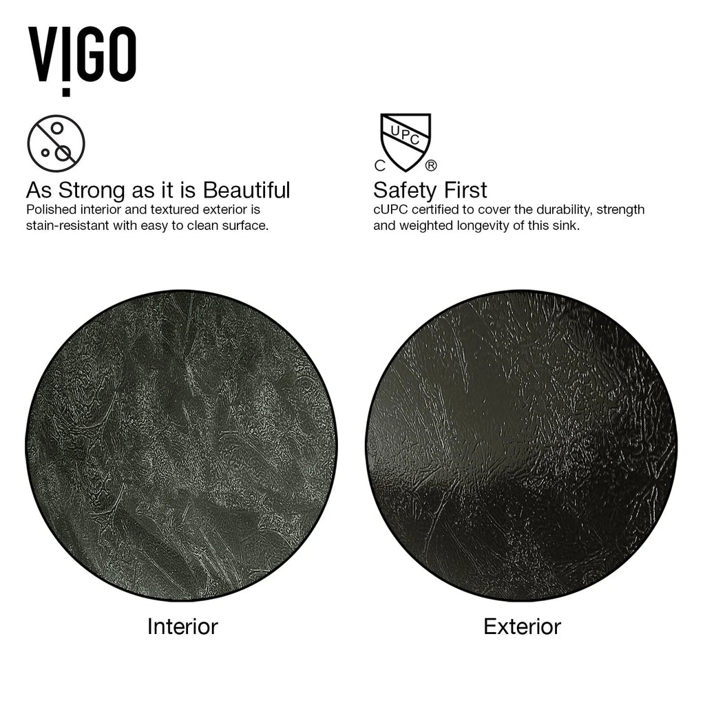 VIGO- Giovanni 17" Round Tempered Glass Vessel Sink In Gray Onyx Color Model# VG07051