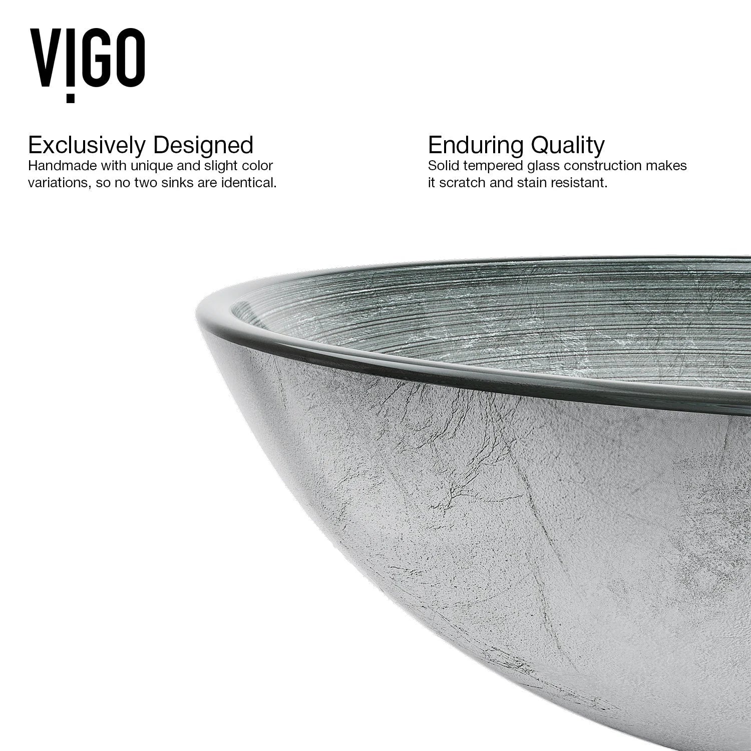 VIGO- Giovanni 17" Round Tempered Glass Vessel Sink In Simply Silver Color Model# VG07053