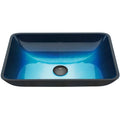 VIGO - Sottile Rectangular Glass Vessel Sink In Turquoise Water Color Model# VG07068