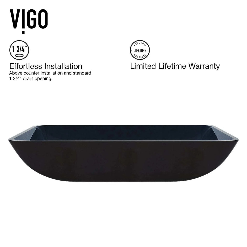 VIGO - Sottile Rectangular Glass Vessel Sink In Turquoise Water Color Model# VG07068