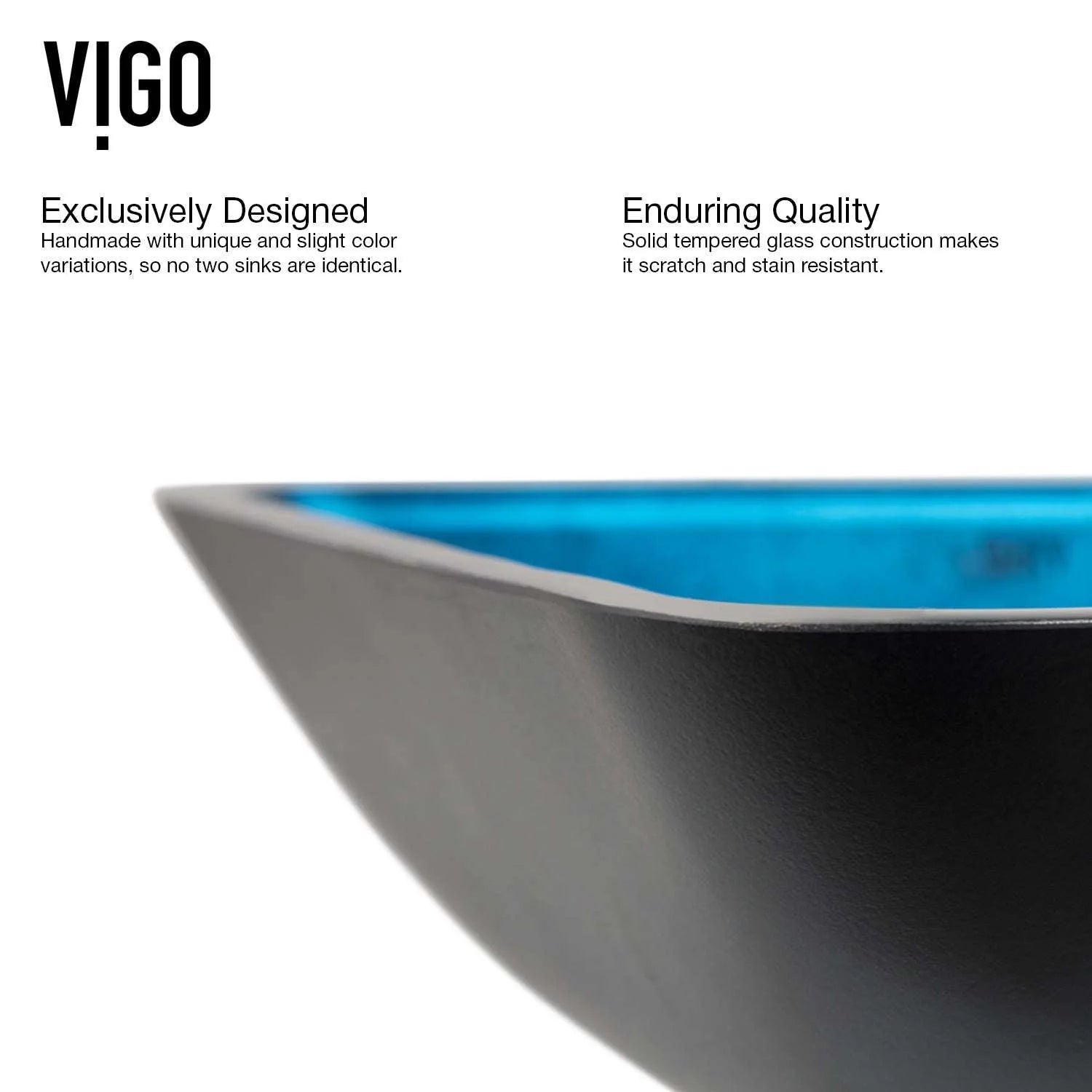 VIGO - Sottile Rectangular Glass Vessel Sink In Turquoise Water Color Model# VG07068