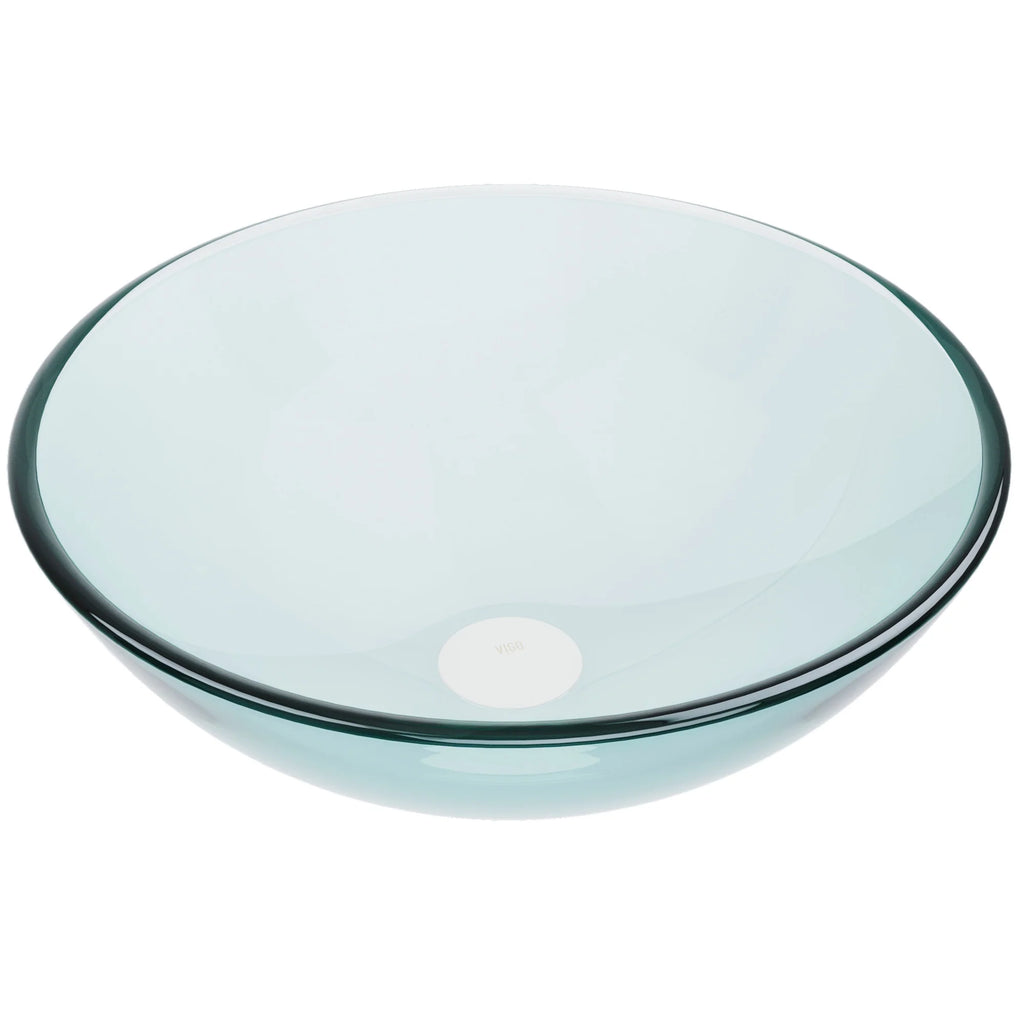 VIGO- Giovanni 17" Round Tempered Glass Vessel Sink In Crystalline Color Model# VG07074