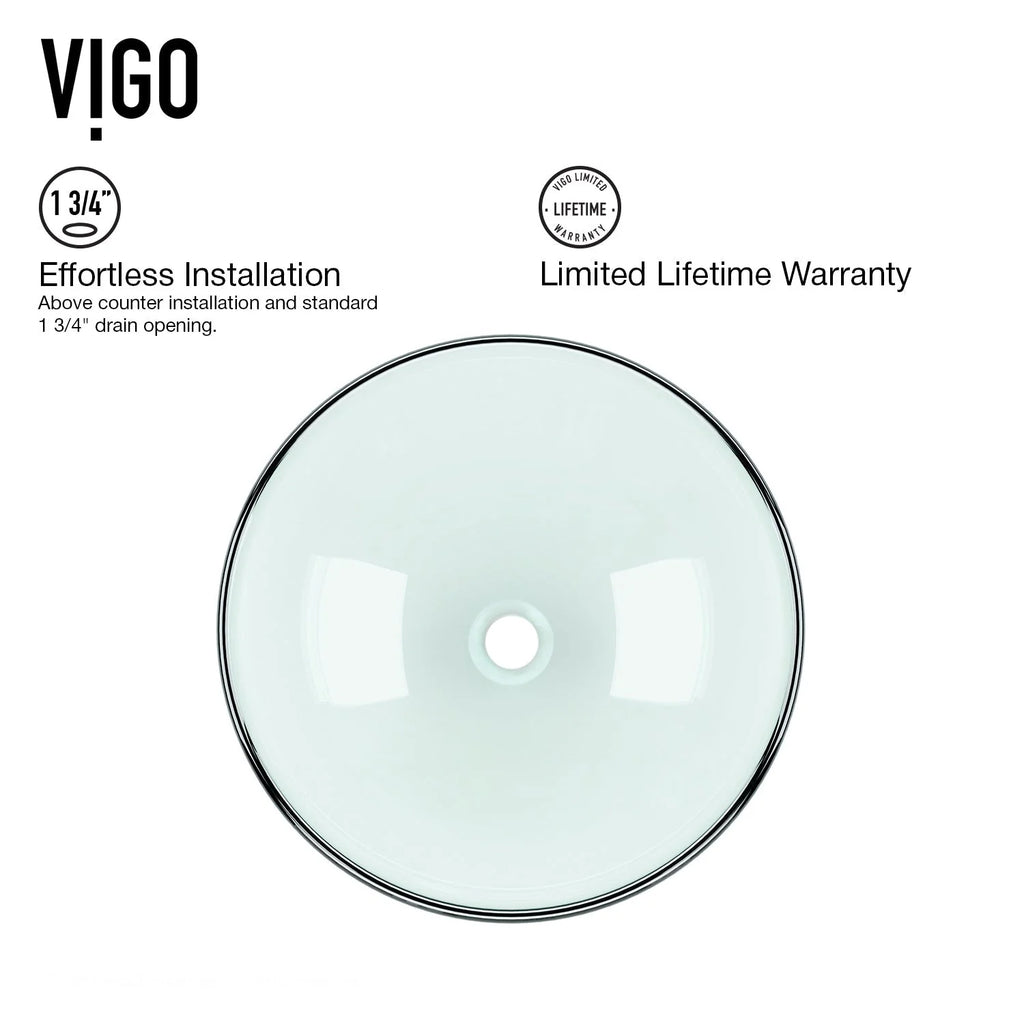 VIGO- Giovanni 17" Round Tempered Glass Vessel Sink In Crystalline Color Model# VG07074