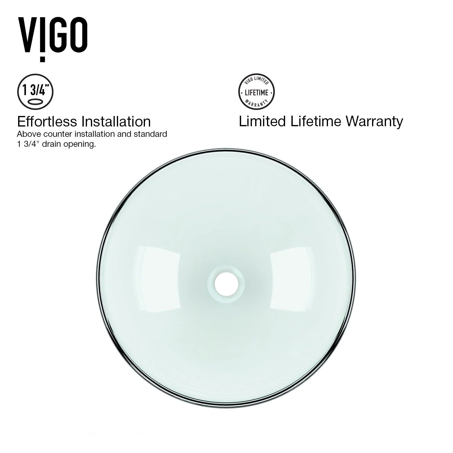 VIGO- Giovanni 17" Round Tempered Glass Vessel Sink In Crystalline Color Model# VG07074