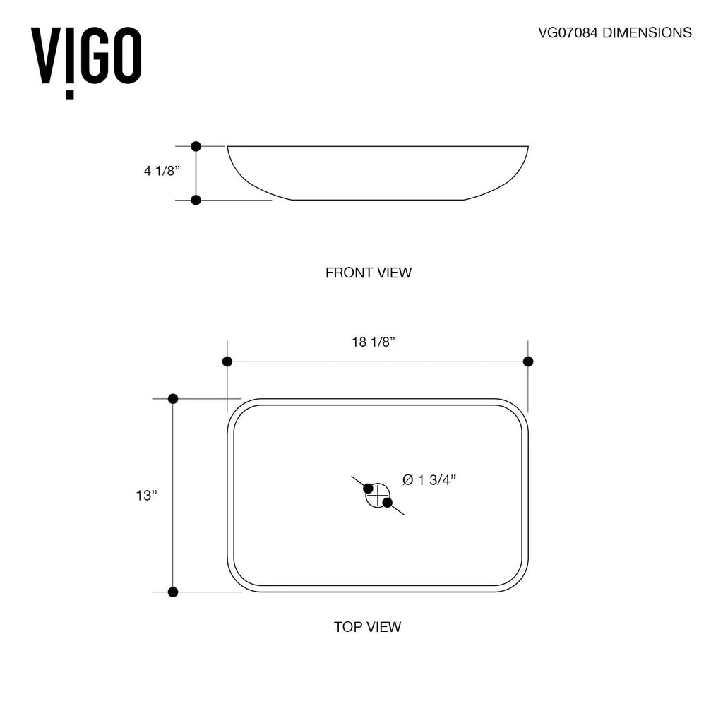 VIGO - Sottile Rectangular Glass Vessel Sink In Gray Onyx Color Model# VG07084