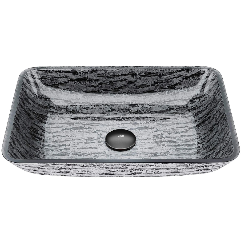 VIGO - Sottile Rectangular Glass Vessel Sink In Titanium Color Model# VG07085