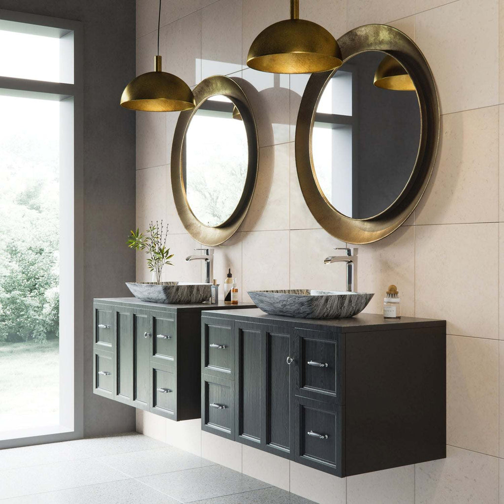 VIGO - Sottile Rectangular Glass Vessel Sink In Titanium Color Model# VG07085