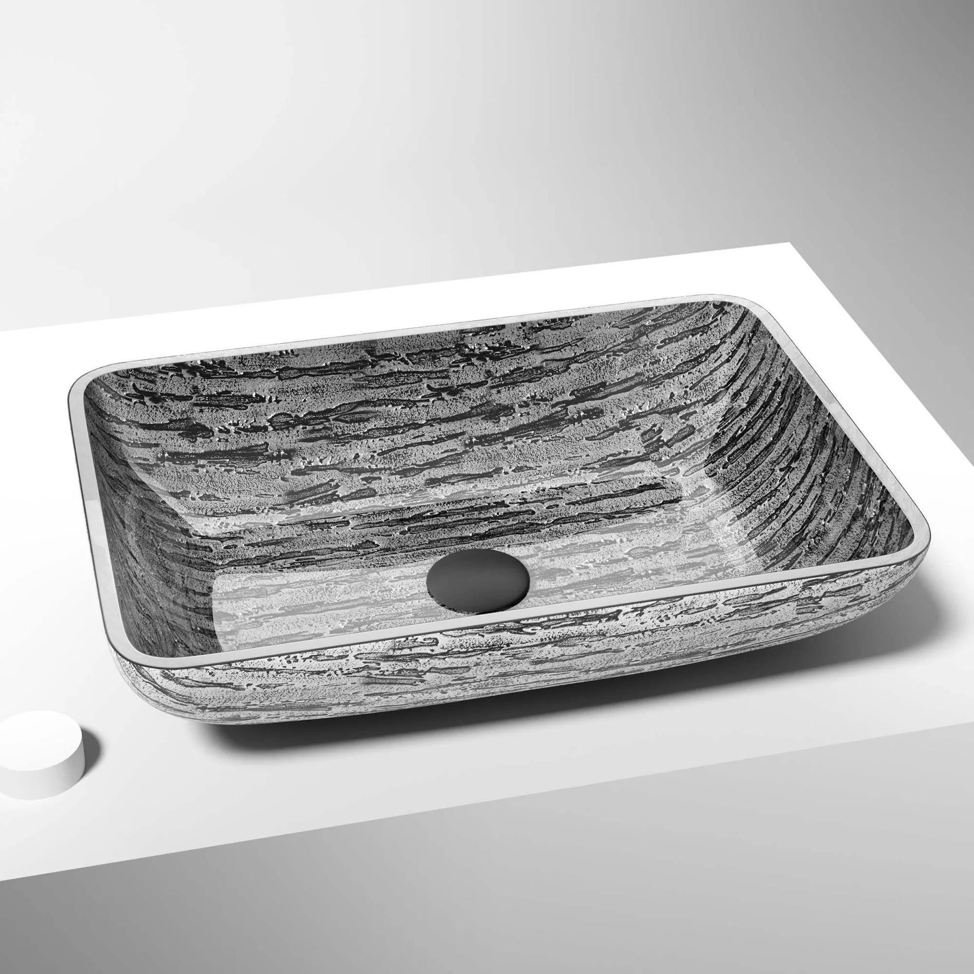 VIGO - Sottile Rectangular Glass Vessel Sink In Titanium Color Model# VG07085