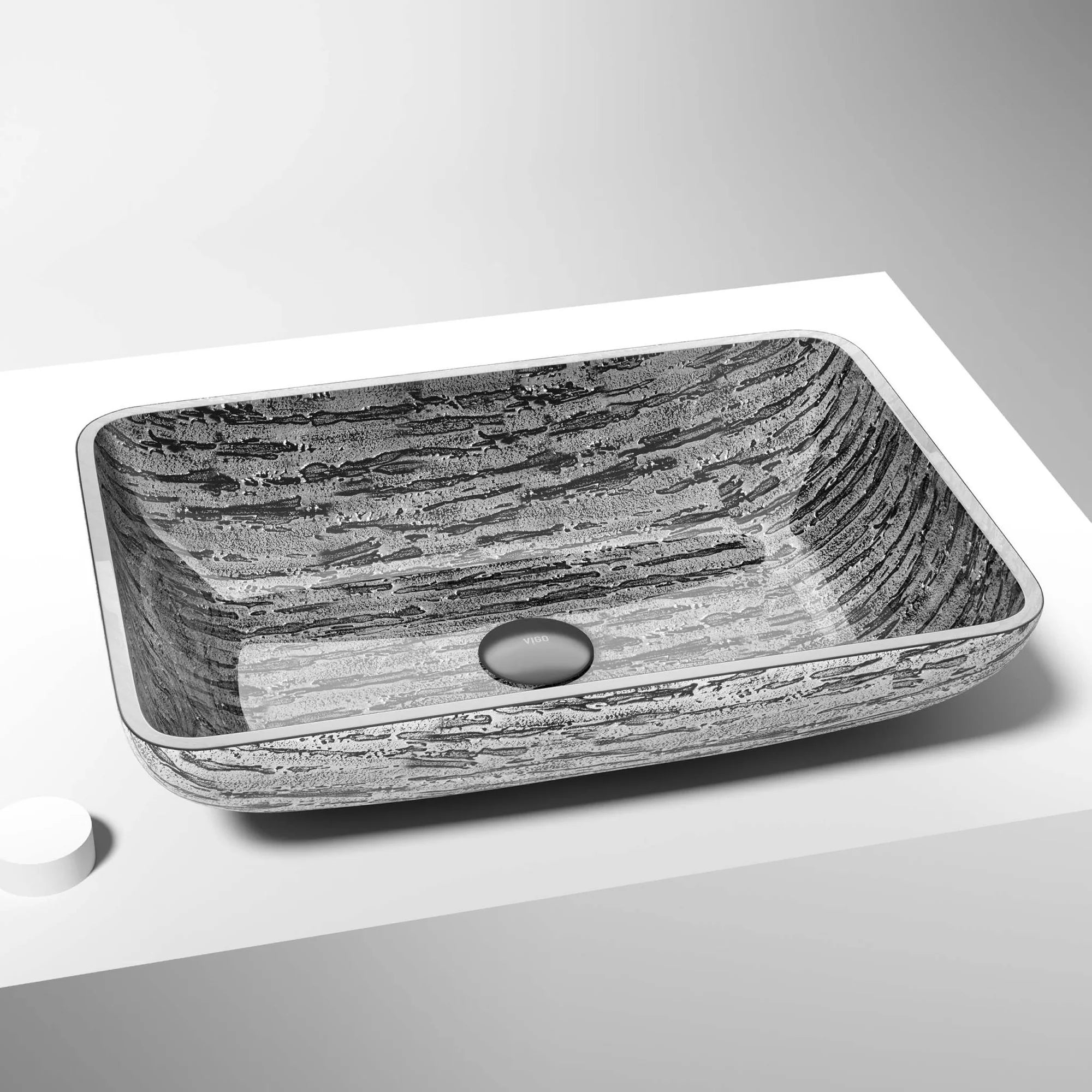 VIGO - Sottile Rectangular Glass Vessel Sink In Titanium Color Model# VG07085