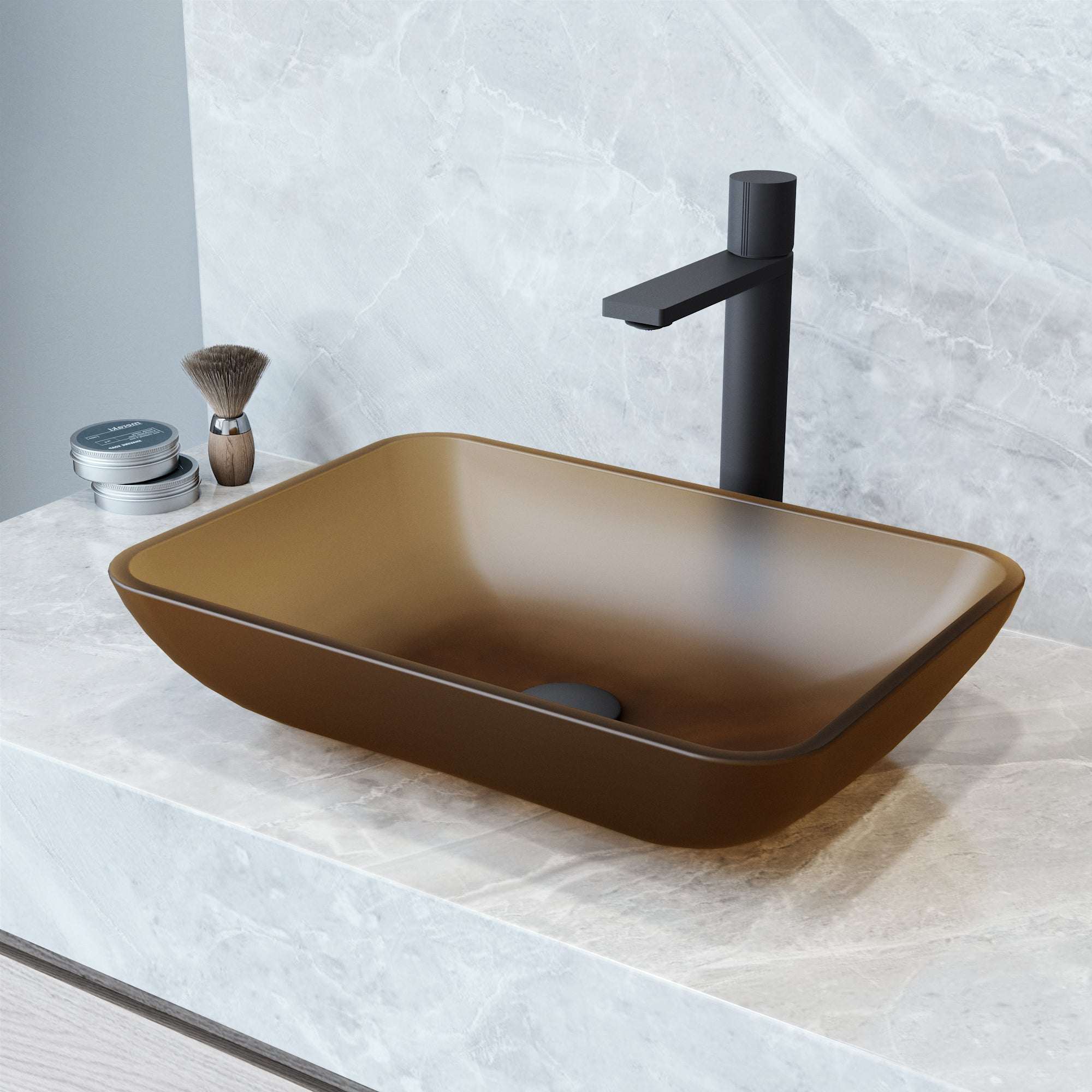 VIGO - Sottile Rectangular Glass Vessel Sink In Amber Color Model# VG0 ...