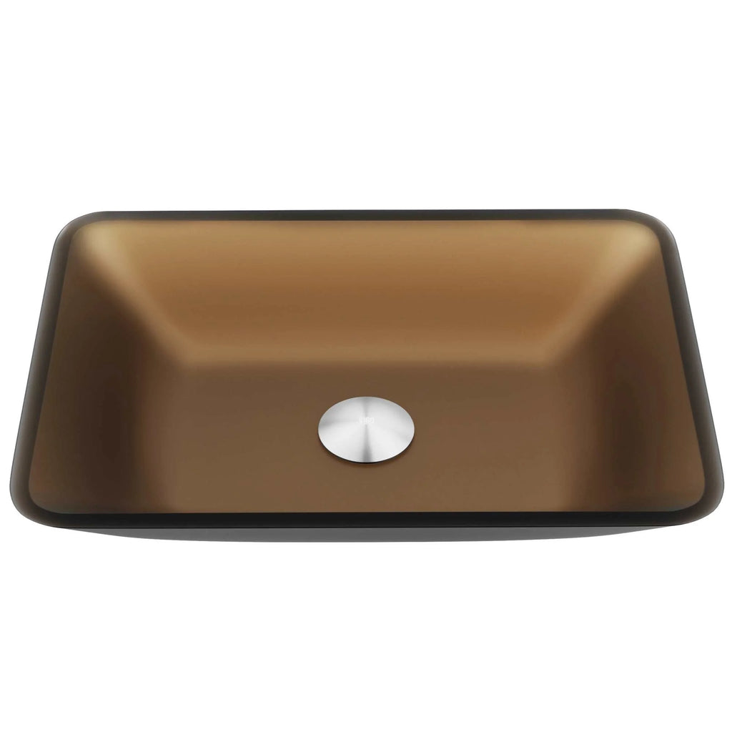 VIGO - Sottile Rectangular Glass Vessel Sink In Amber Color Model# VG07091