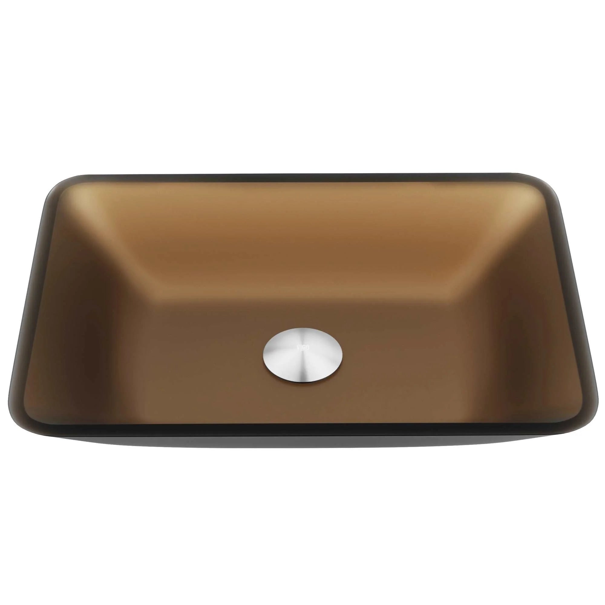 VIGO - Sottile Rectangular Glass Vessel Sink In Amber Color Model# VG07091