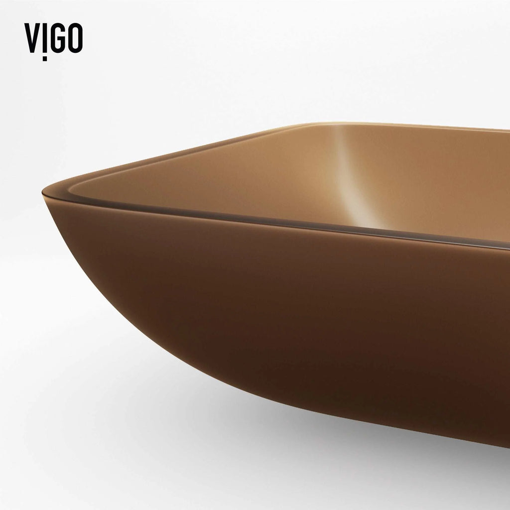 VIGO - Sottile Rectangular Glass Vessel Sink In Amber Color Model# VG07091