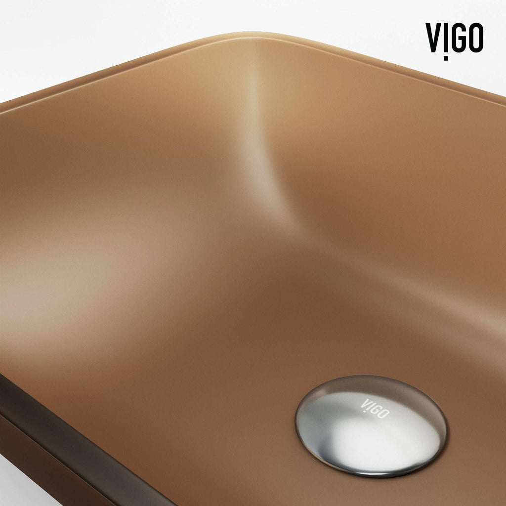 VIGO - Sottile Rectangular Glass Vessel Sink In Amber Color Model# VG07091