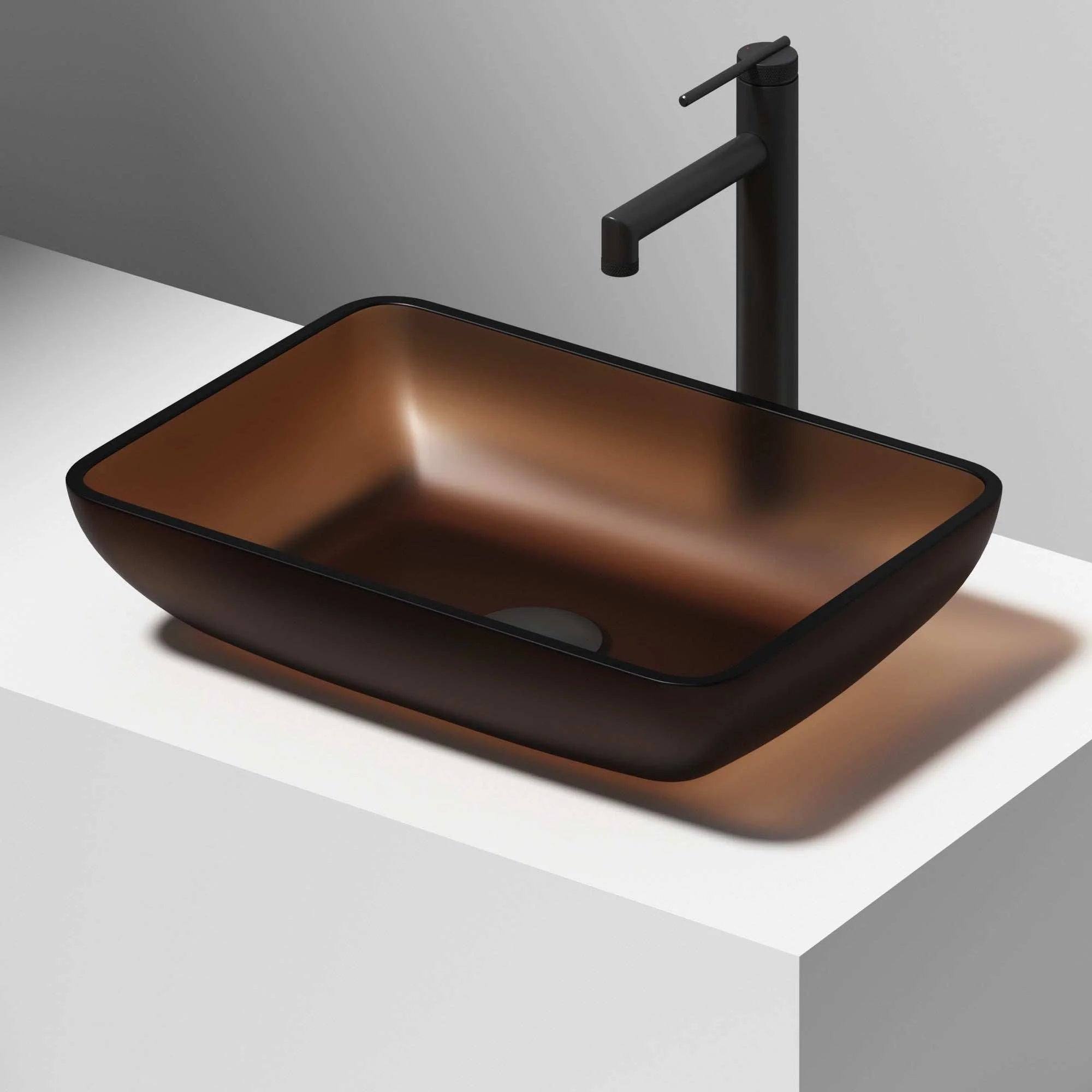 VIGO - Sottile Rectangular Glass Vessel Sink In Amber Color Model# VG07091