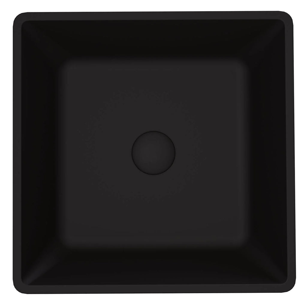 VIGO - Noma Matte Shell 16" Square Tempered Glass Vessel Sink In Black Color Model# VG07109
