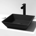 VIGO - Noma Matte Shell 16" Square Tempered Glass Vessel Sink In Black Color Model# VG07109