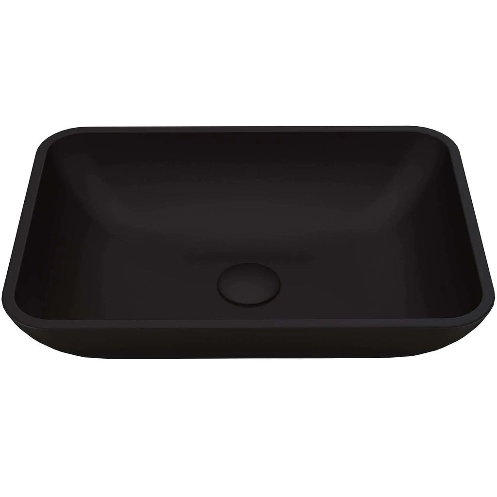 VIGO - Sottile Rectangular Glass Vessel Sink In Black Matte Shell Color Model# VG07110